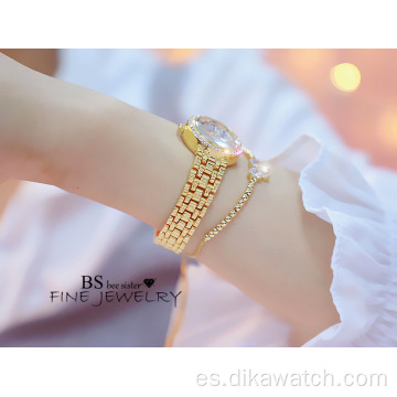 Nuevos relojes de diamantes para mujer BS 1598, reloj de pulsera de oro de lujo para mujer, reloj femenino con pulsera de diamantes, reloj de diamantes de imitación